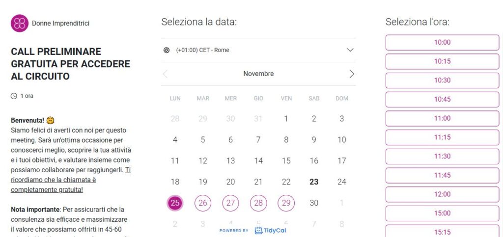 Prenotazione appuntamento giorno e ora