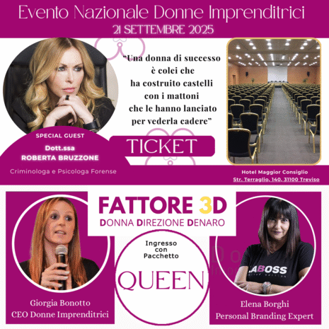 Queen_ticket_Evento_Nazionale_Circuito_Donne_Imprenditrici_Ospite_Roberta_Bruzzone_Treviso